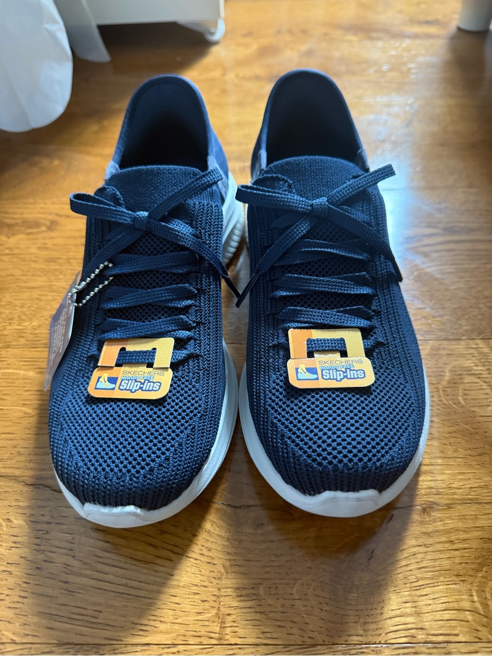 Skechers Navy Knit Lace-Up Slip-In Athletic Sneakers